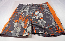 Nike Swim Mens Orange Flowered Colorblock Board Shorts Trunks Size L RN37966