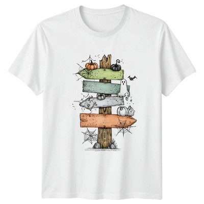 Halloween Haunted Signpost Graphic Tee Herren Damen Unisex T-Shirt Spooky Season