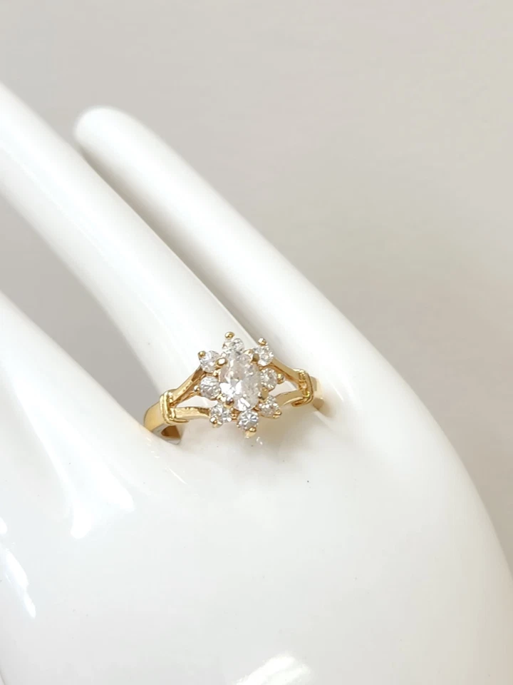 ESPO 14K Real Gold HGE 2CT Oval Cubic Zirconia Solitaire Cocktail Ring Size 5.5 - Image 2 of 4