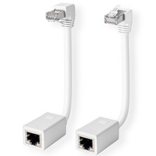 Cat 6 Ethernet Extension Cable 2 Pack 90 Degree Up Down 2 Feet White Male Female