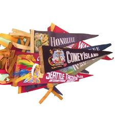 Mid-Century Vintage 1950s-60s USA Travel souvenir felt PENNANTs * Lot of 12 *