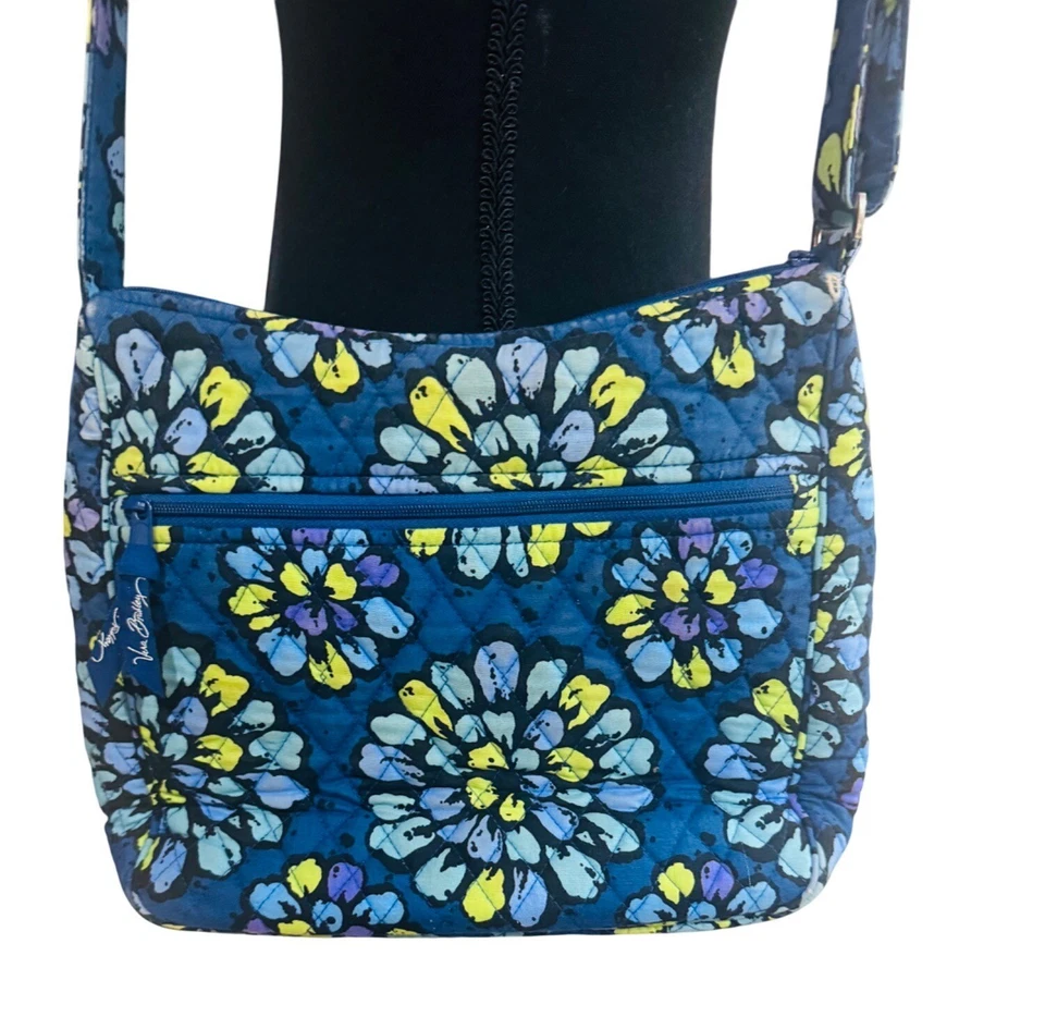 Vera Bradley Indigo Pop Blue Floral Hobo Shoulder Strap Quilted Crossbody Bag - Image 4 of 4