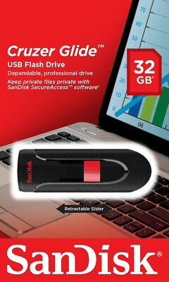 SanDisk Cruzer Glide 32GB Memory Flash Drive Thumb/Pen/Jump/USB Stick NEW!!