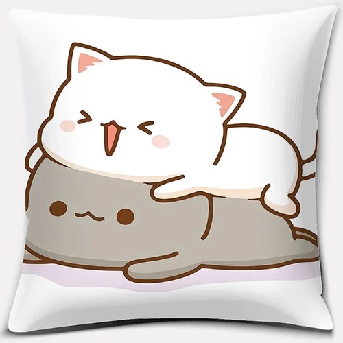 Cartoon Cute Pillow Case Mocha Mochi Peach Cat Cushion Cover Pillow Cover - Picture 39 of 39
