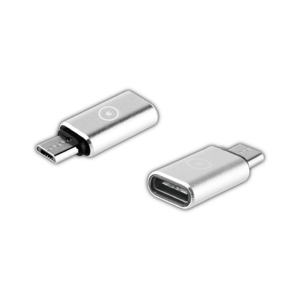 Adaptador USB Muvit Tipo C a Micro USB Plata