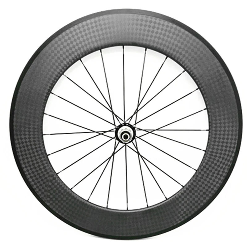 Set di ruote in carbonio 3 razze 88 mm per bici da strada foto 3