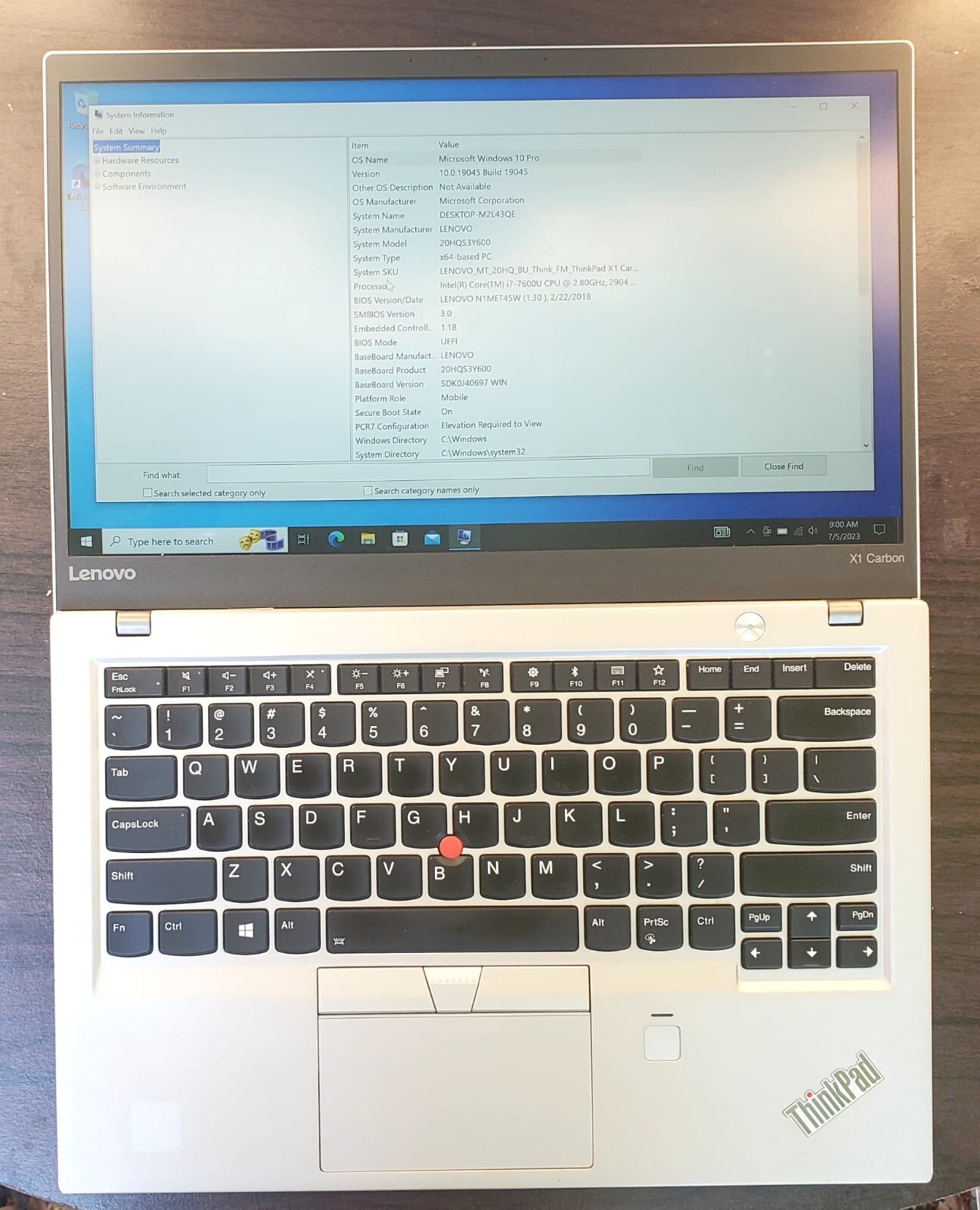 Lenovo ThinkPad X1 Carbon 5th Gen 14" FHD i7-7600U 512GB SSD 16GB Ram Win 10 Pro