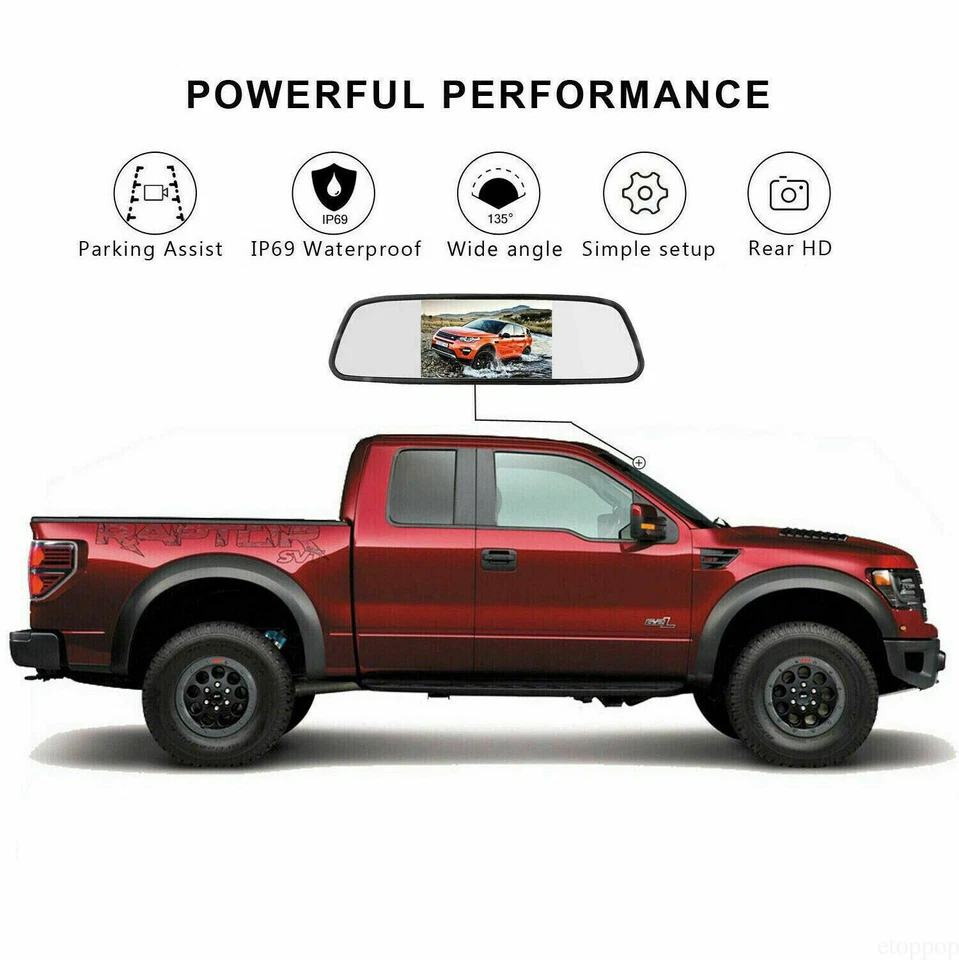 iPoster 4.3'' Mirror Monitor No1 Bracket +Rear VIew Backup Camera For Honda - Image 2 of 4