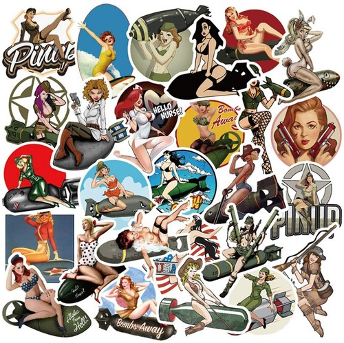 Vintage Retro Style Pinup Travel Film Sticker Pack Laptop Luggage Guitar Decal - Picture 3 of 38