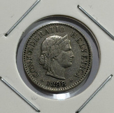 1898 Switzerland 5 Rappen Coin