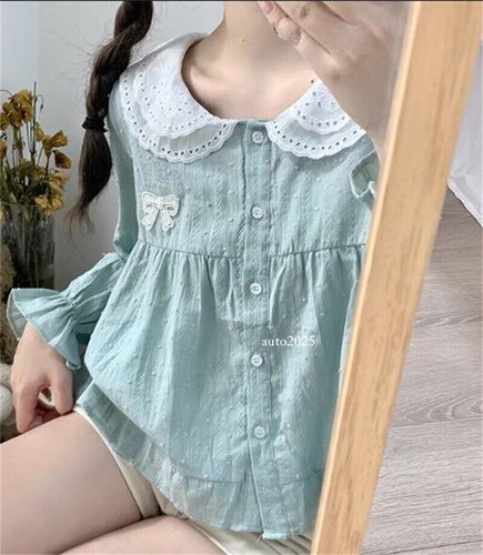 Camicia da donna giapponese Lolita dolce carina camicetta top manica lunga larga - Foto 5 di 24