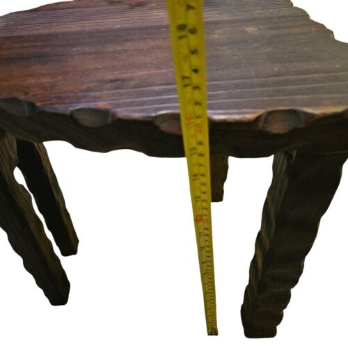 Spinning Chair Rustic High Back Throne Hand-Carved Brown Oak Solid Wood VTG - Picture 9 of 10