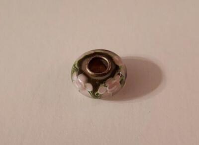 9/16'' Murano Glass Bead Charm ''Pink Flowers'' for Snake Bracelet