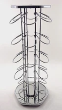 CBTL K-Cup Coffee Pod Storage Tower Spinning Organizer Holds 30 Cups Chrome EUC