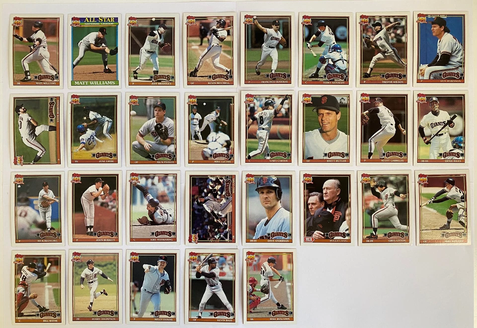 Juegos de equipo base Topps 1990-99 de los Gigantes de San Francisco (incl. Bonds, Clark, más) Foto 3 de 4