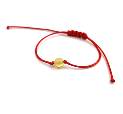 Verstellbares Armband poliert rot mit Bernsteinperle