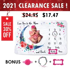 Baby Monthly Milestone Blanket for Baby Girl, Photo Blanket and Baby Shower Gift