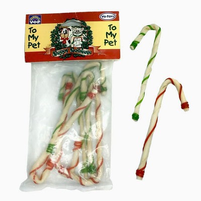 rawhide candy cane dog treat