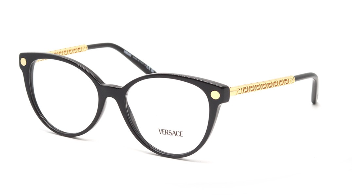 New VERSACE Glasses Black Cat Eye Eyeglasses Gold Rx-able Versace 3383 GB1 Glasses - US main image 2