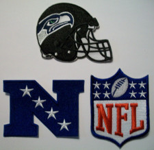 Seattle Seahawks NFL Embroidered PATCH Set of 3 3 1/2" x 3 1/2" Iron or Sew
