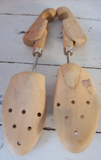 Vintage GEOHA Wooden Shoe Trees w/Adjustable Metal Screw Shafts Made in Germany