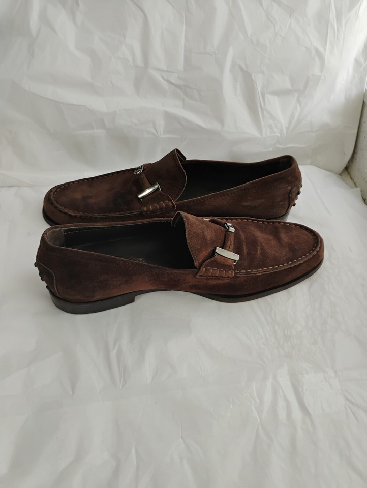 TODS Brown SUEDE Luxury HORSE BIT Logo LOAFERS MENS Uk 8.5 Us 9.5 eBay