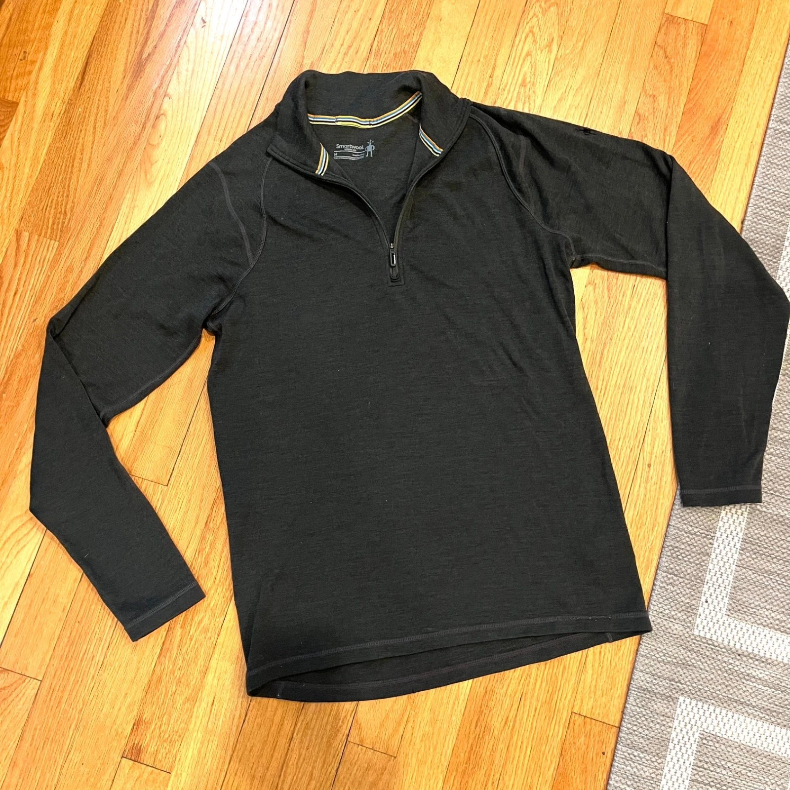 SMARTWOOL 1/4 Zip Thermal Base Layer Merino 250 Gray Men's L Hiking Running
