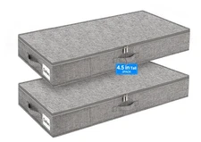 Under Bed Storage Containers, 2 Pack 4.5 Inch Tall Low Profile Underbed Cloth...