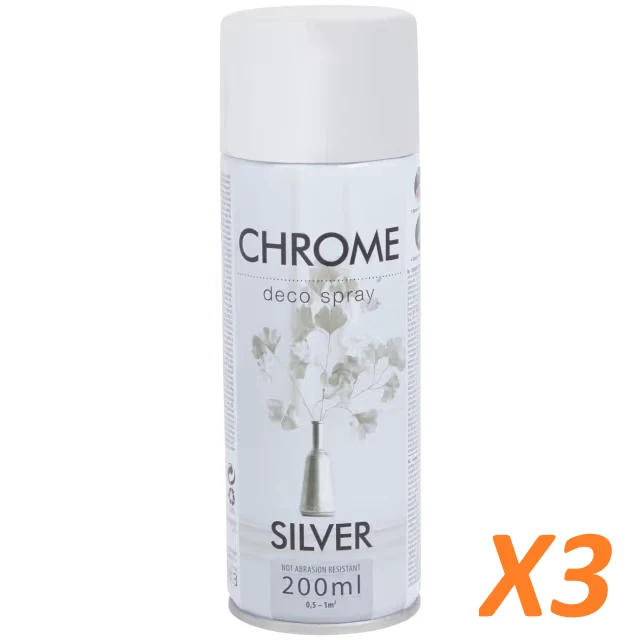 ✅X3 Bombe Peinture en aérosol Silver chromée Argent 200ml pour divers matériaux - Imagen 1 de 1