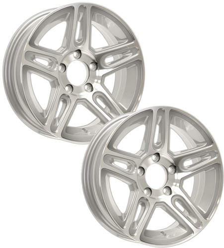 eCustomrim 2-Pack Aluminum Trailer Wheel 15X5 15 Inch Rim Silver Machined 5 Lug