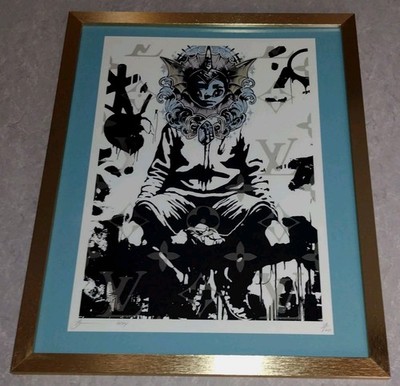 DEATH NYC ltd ed signed FRAMED street graffiti art print 45x32cm Bat Wings Boy