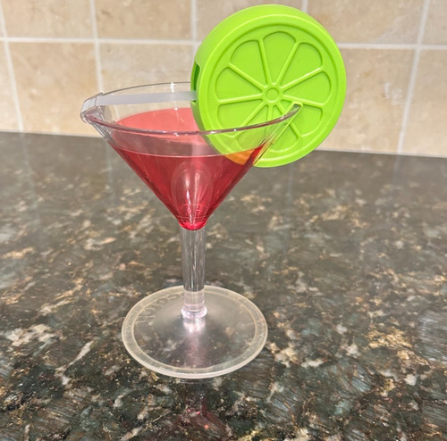 Scotch Tape Dispenser Pink Martini/Cosmopolitan Cocktail with Green Lime