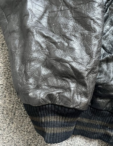 Vintage Members Only 90s Black Brown Leather Bomber Jacket Medium Men's - Picture 8 of 12