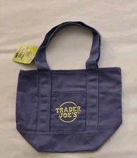 Trader Joe's 2025 Purple Mini Canvas Tote Bag - Rare HTF