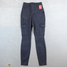 Spanx Stretch Twill Cargo Ankle Pant Washed Black Side Small Garment Dyed