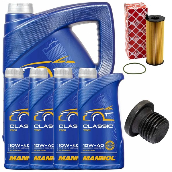MotoröL Filter Set Mannol 10W-40 API SN/CH-4 9 Liter + Schraube FüR Audi A6 A8-image