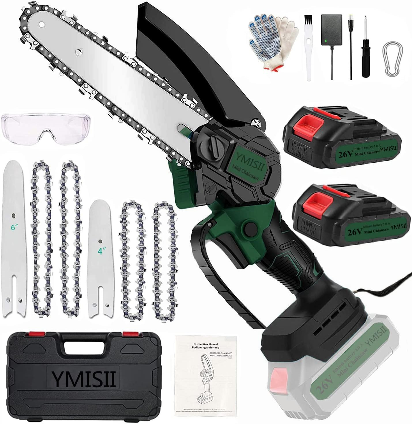 Mini Motosega a Batteria ，Motore Brushless E Con 2 Batteria 2000Mah， 6 E 4 Polli