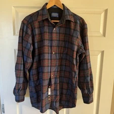 Vintage Pendelton USA Virgin Wool Single Pocket Blue Plaid Size M