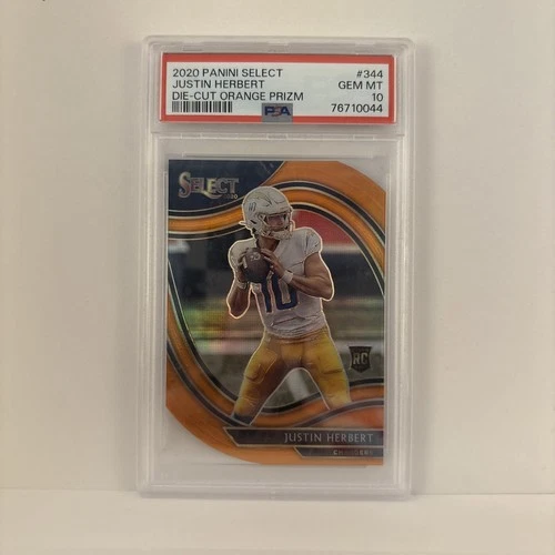 2020 Panini Select - Field Level Justin Herbert #344 Orange Prizm Die-Cut (RC)