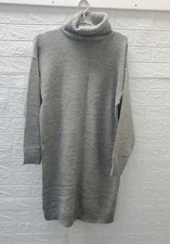 New ZENANA Turtle Neck Long Sleeve Midi Sweater Dress Grey Size Large
