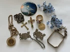 VTG LOT of Costume Jewelry Earrings Ring Pendant Some Gold Filled Charms