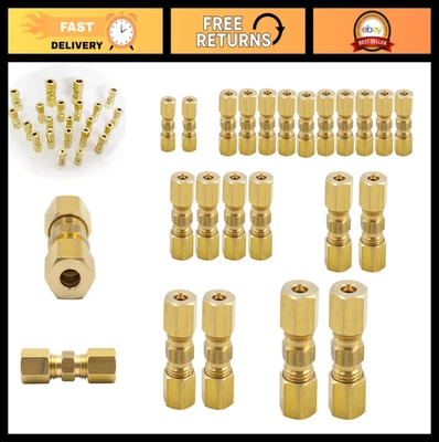 Brass Compression Tube Fitting Assortment Kit - 22 Pcs, 6 Sizes: 1/8", 3/16", 1/ - image 1 of 4