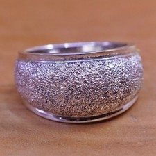 Size 9, vintage Sterling silver handmade ring, glittering 925 ribbed band