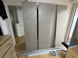 Ike pax sliding Wardrobe Doors & Runners In Grey Beige Fits 200 Wardrobe Base