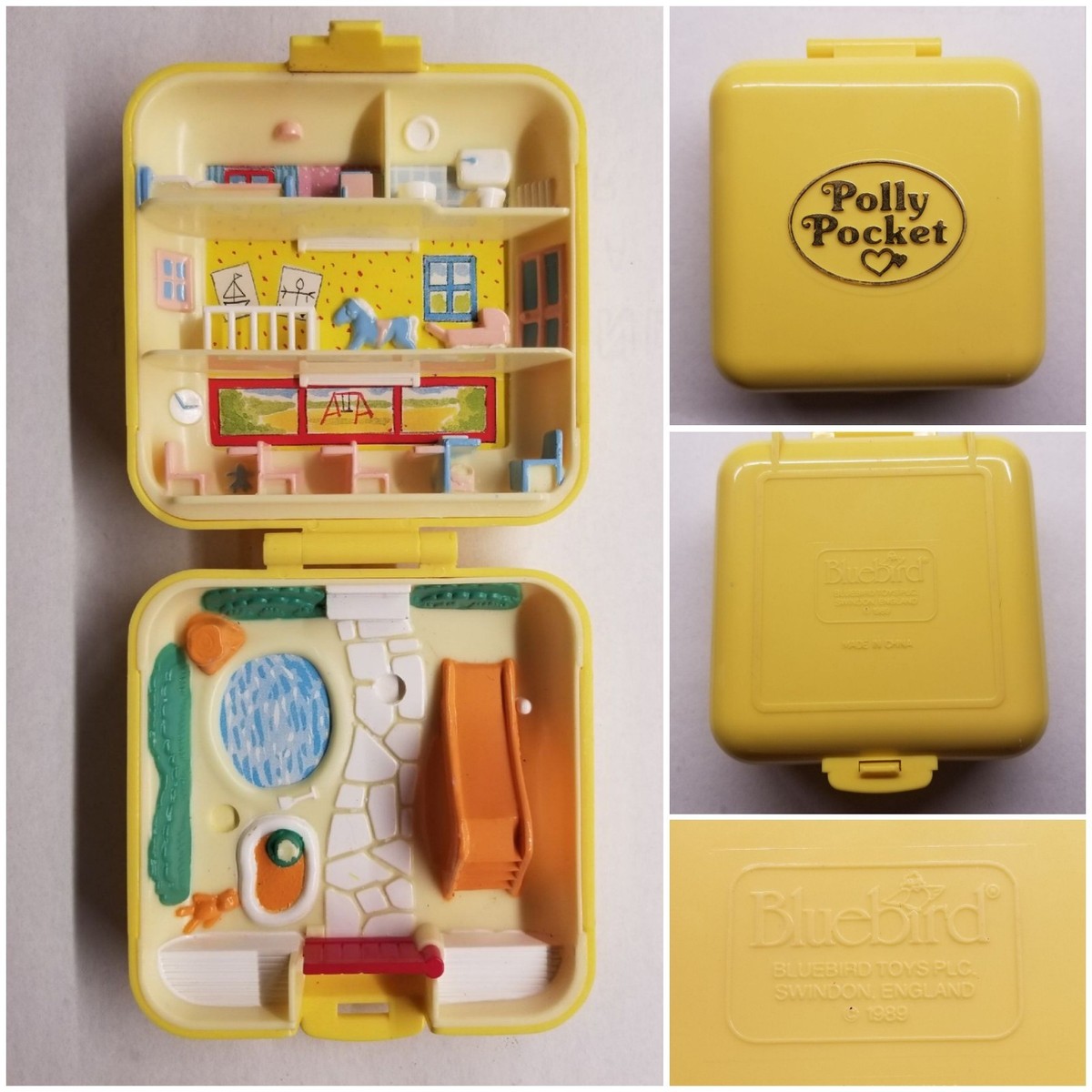 Vtg Polly Pocket 1989 Midge Play School Yellow Bluebird Toy