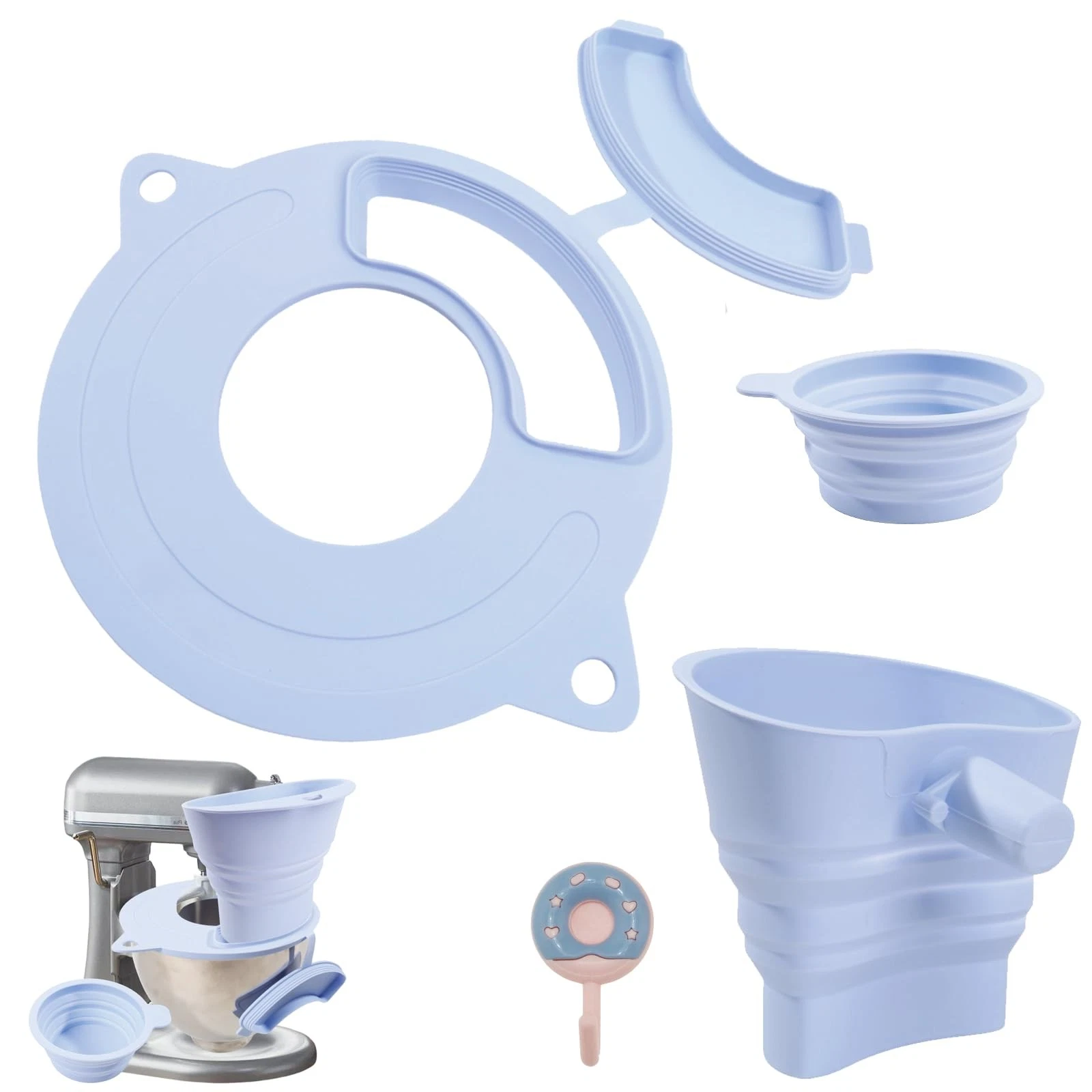 Silicone Mixer Bowl Cover with Splatter Guard, for 4.5-5 Qt Tilt-Head Stand M...
