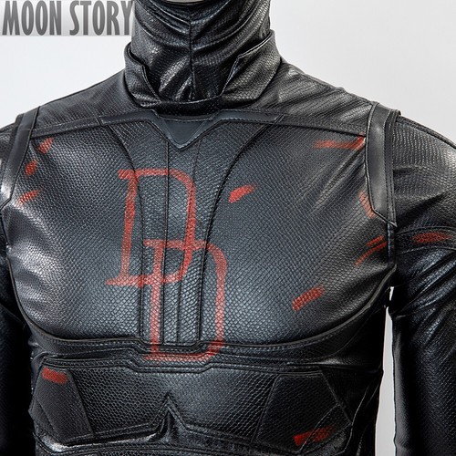 Movie Superhero Black Daredevil 2 Cosplay Costume Jumpsuit Halloween Adult Men - Picture 6 of 26