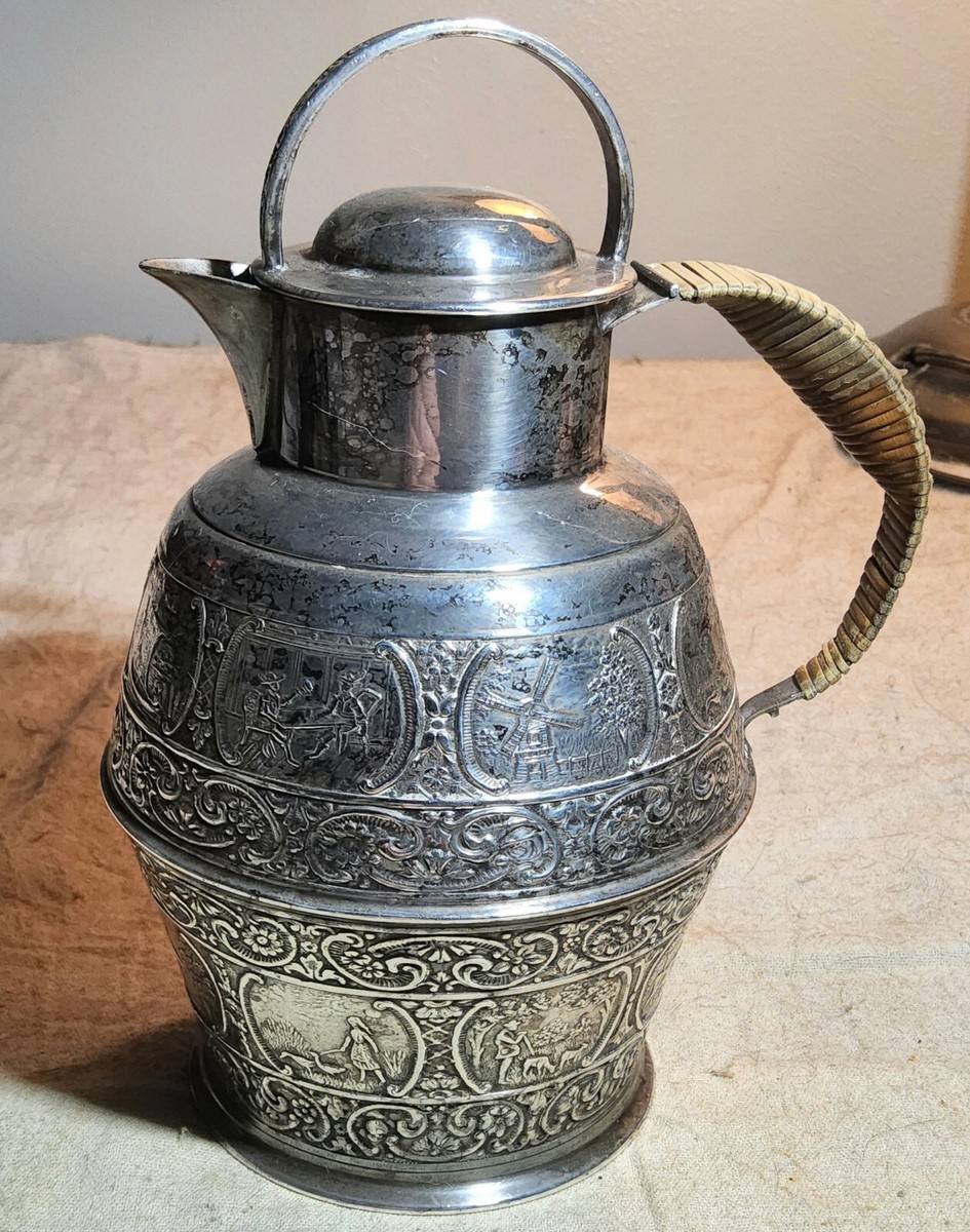 ANTIQUE DUTCHARDT APOLLO EPNS SILVERPLATE PITCHER BERNARD RICE'S