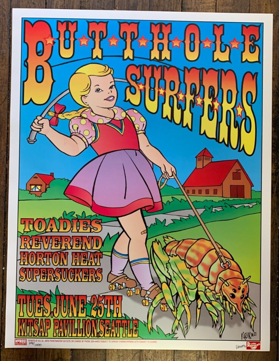 Frank Kozik - 1996 - Butthole Surfers Concert Poster S&N W/ Toadies,  Reverend...