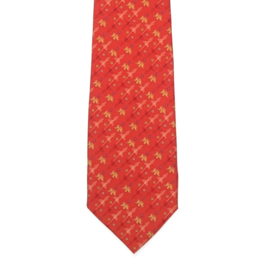 PINEDA COVALIN Cultura Nazca, Peru Spirit Bird in Flight Red Men's Silk Neck Tie - Image 2 of 4